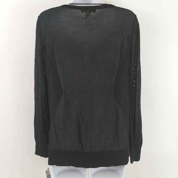 INC Black Metallic Wrap Hem Tunic Sweater - Picture 3 of 4